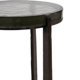 Keene Antique Bronze Thick Glass Top Round Accent Table