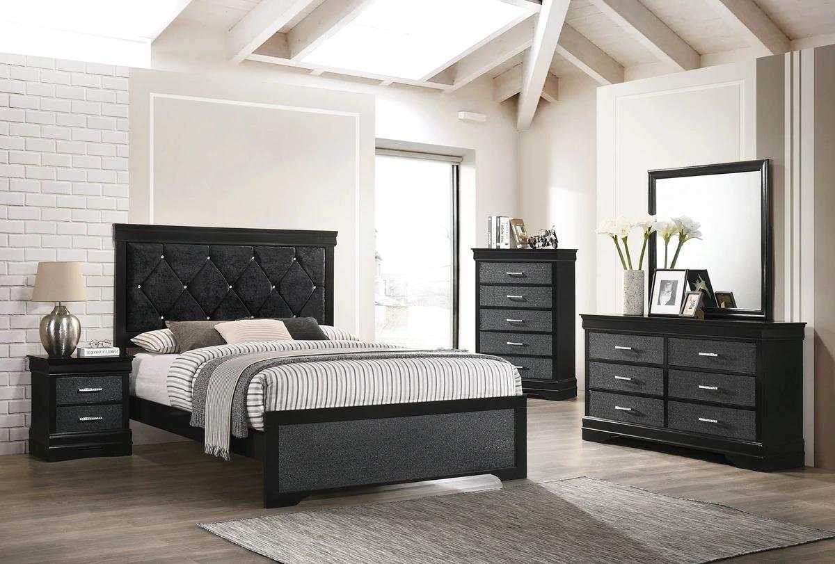 Amalia Black King Panel Bed - Ornate Home