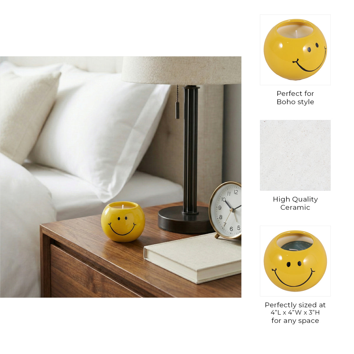 Dixonstone Yellow Coconut Goji Smiley Face Candle