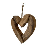Massack Natural Teakwood Heart Hanging Decor