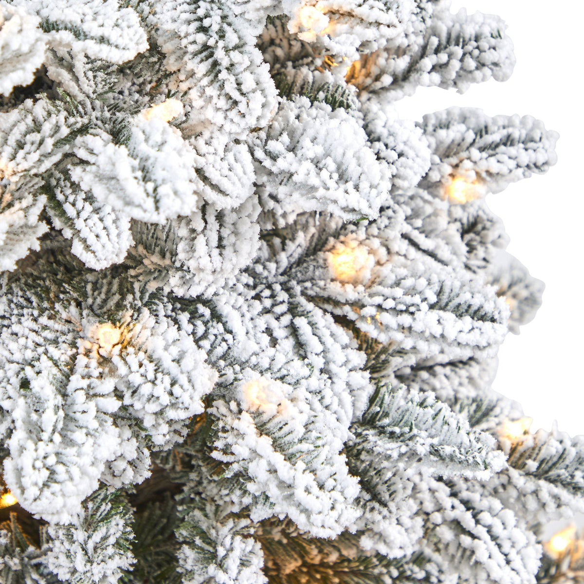 44” Flocked North Carolina Fir Artificial Christmas Tree with 150 Warm White Lights and 545 Bendable Branches in Planter