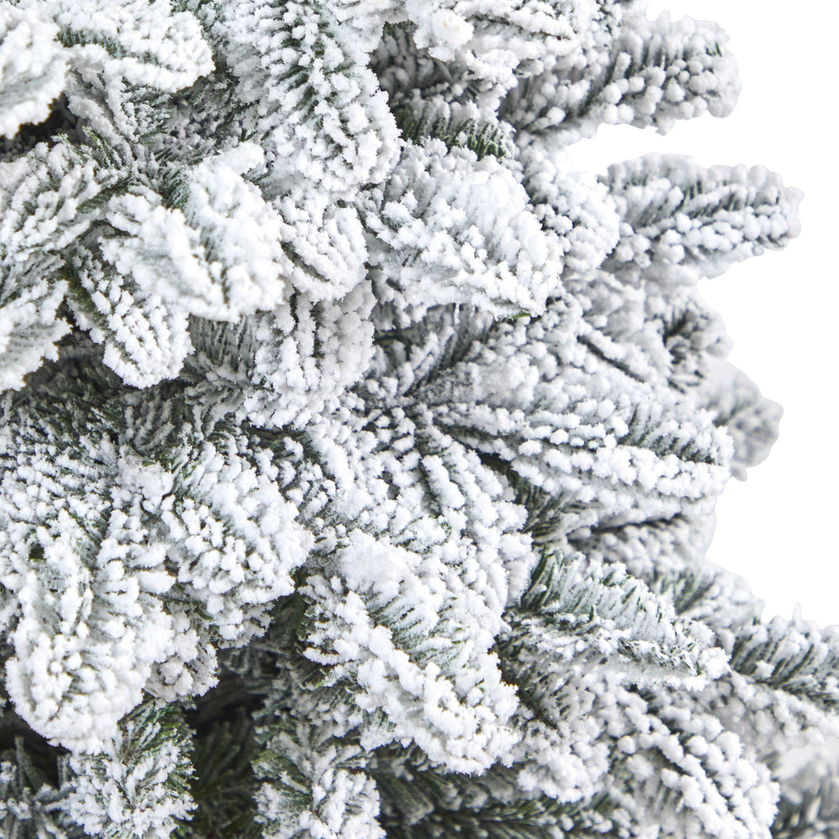 44” Flocked North Carolina Fir Artificial Christmas Tree with 150 Warm White Lights and 545 Bendable Branches in Planter