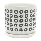 Hickman Black Aztec Planters with Saucer (Set of 2)