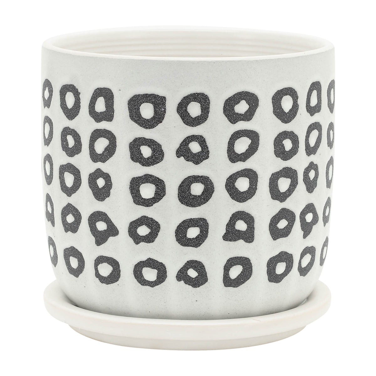 Hickman Black Aztec Planters with Saucer (Set of 2)