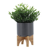 Swiss Bar Gray/Brown Planter with Wood Stand
