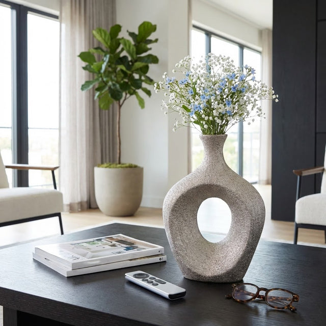 Alray Champagne Beaded Oval Cut Out Vase
