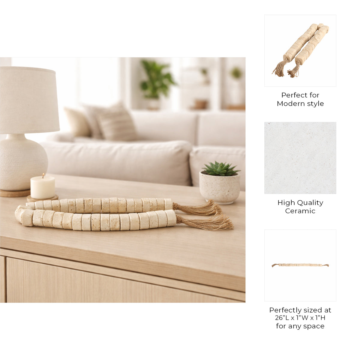 Goodale Tan Travertine Beaded Garland