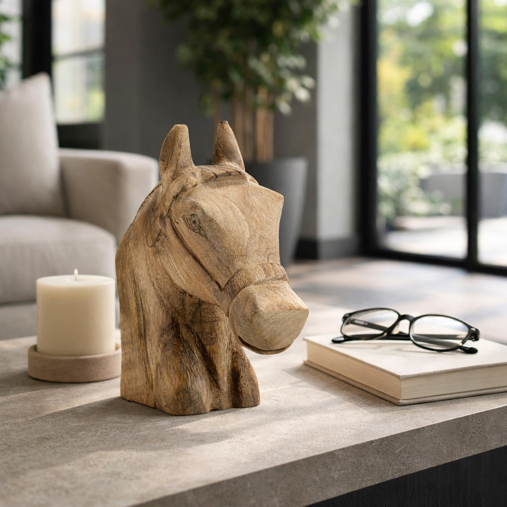 Shingletown Brown Wood Horse Head Decor
