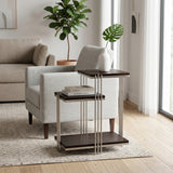 Coleman Brown Metal and Wood Three Tier Side Table