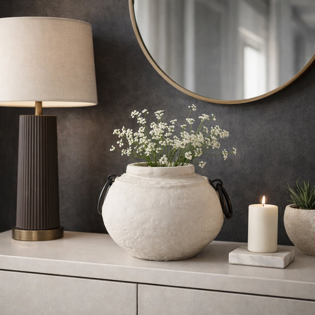 Haroldwood Ivory/Black Ecomix Vase with Metal Handles