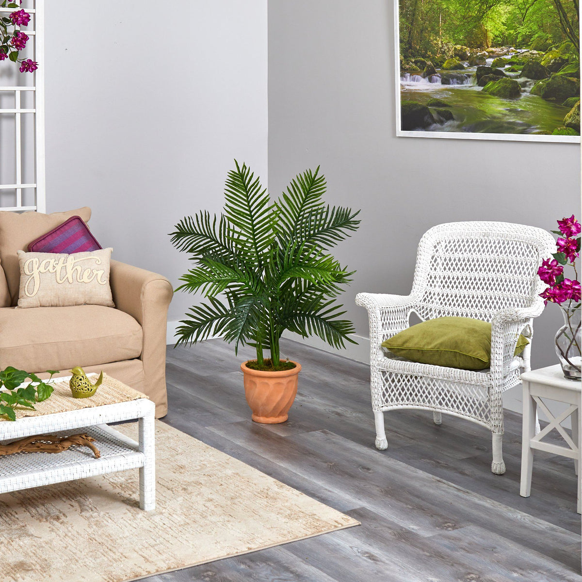 45” Areca Palm Artificial Tree in in Terracotta Planter (Real Touch)
