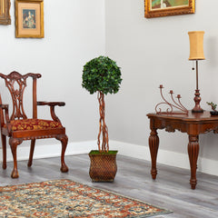 45” English Ivy Topiary Single Ball Artificial Tree in Metal Planter(Indoor/Outdoor) - Ornate Home