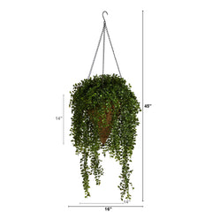 45” Gleditsia Artificial Plant in Hanging Cone Basket UV Resistant (Indoor/Outdoor) - Ornate Home