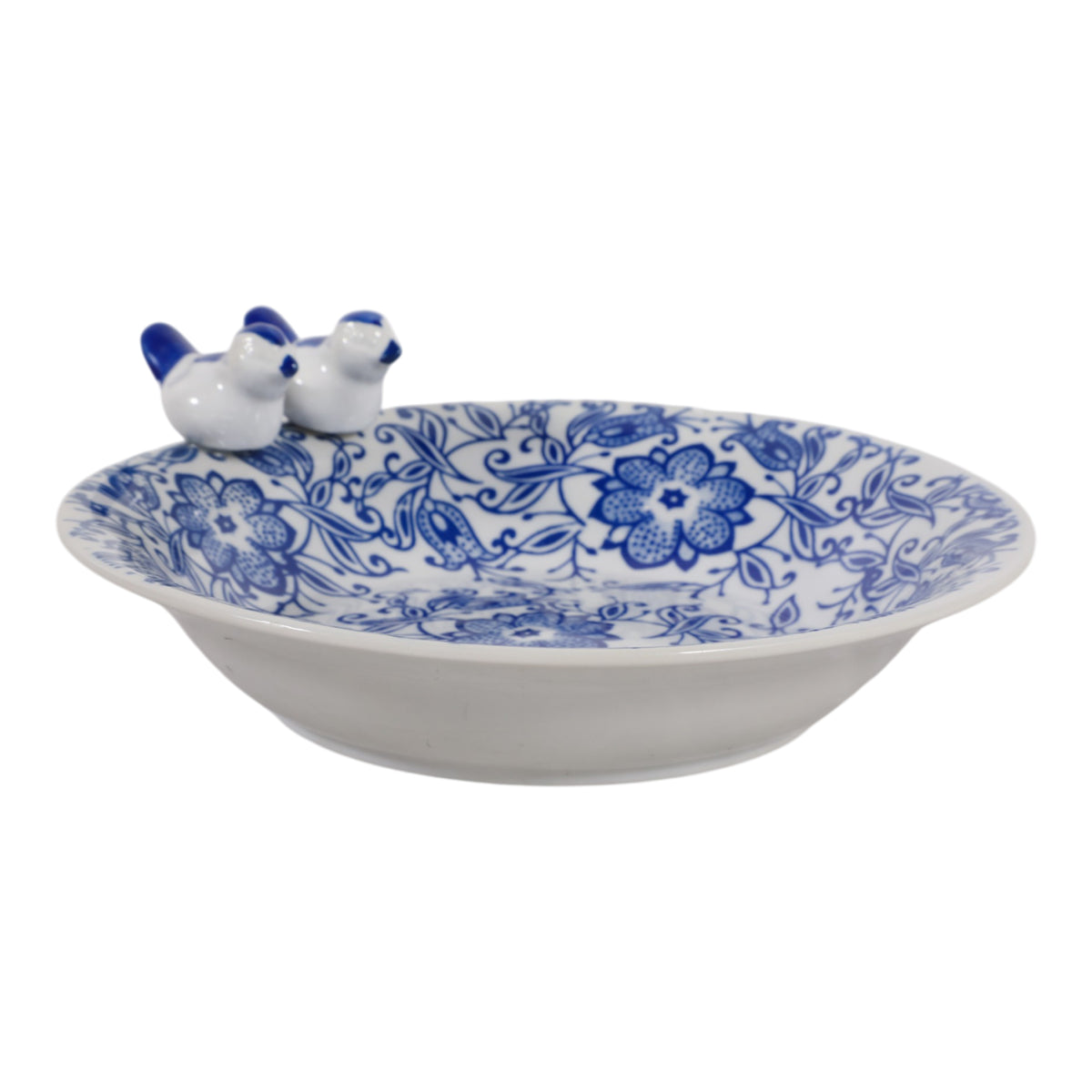 Foleymill Blue/White Floral Chinoiserie Bird Bath Birding