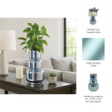 Piru Blue/Silver Large Stacked Cylinder Glass Vase