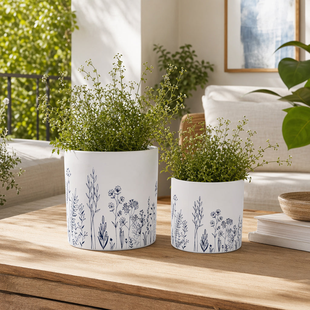 Darrenoak White/Black Planters (Set of 2) - 21860EC