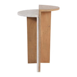Plumas White/Natural Wood and Marble Combo Accent Table