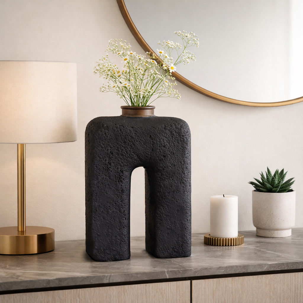 Emmaton Black Small Ecomix Abstract Vase