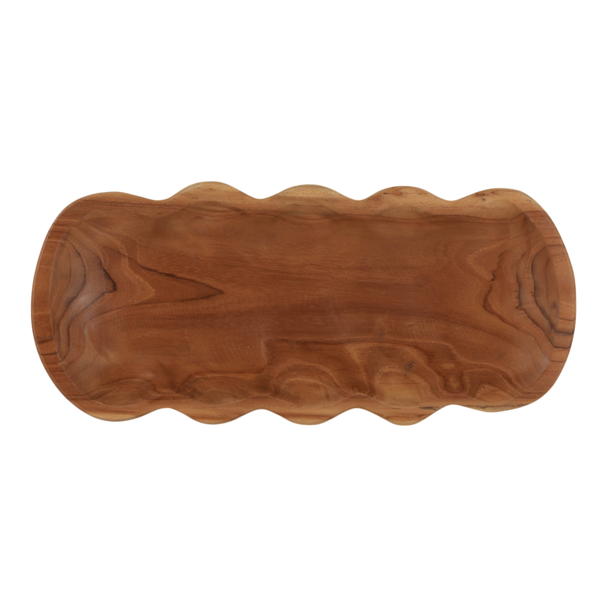 San Andreas Brown Wood Scallop Edge Tray