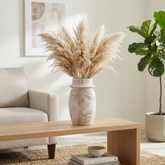 Loyalton White Large Wash Rustic Wood Vase