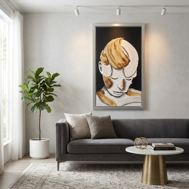 Copperopolis White/Gold Hand Painted Deep Thought Wall Art - 70298-01