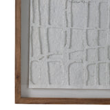 Foxwood White/Brown Paper Mache Wall Art with Wooden Frame and Glass