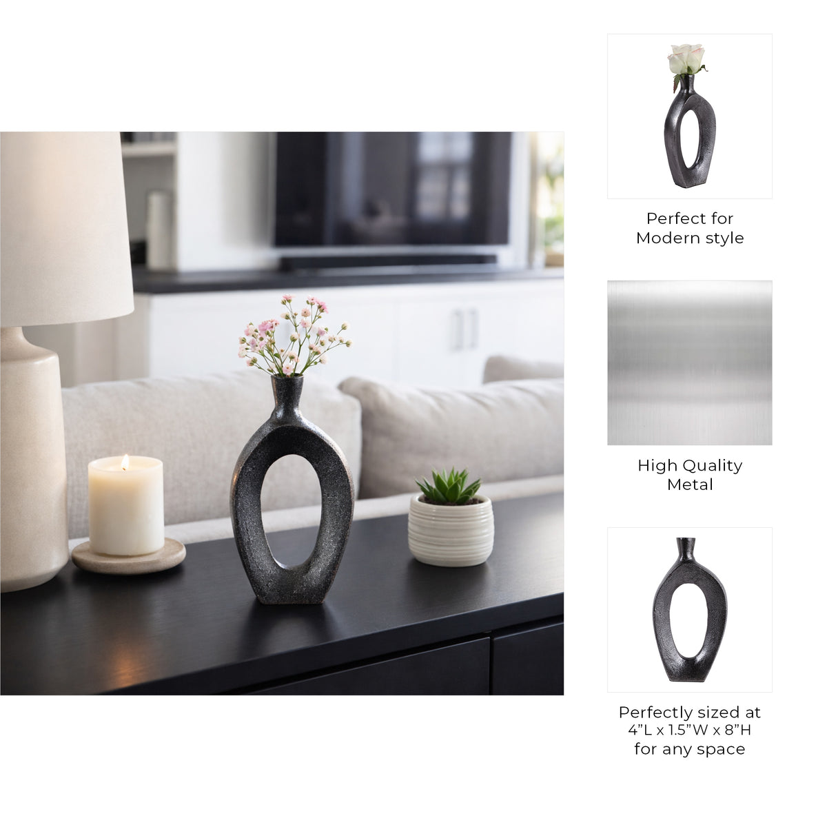 Albaford Black/Silver Vase