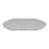 Nipinnawasee White/Tan Scallop Edge Oval Marble Tray