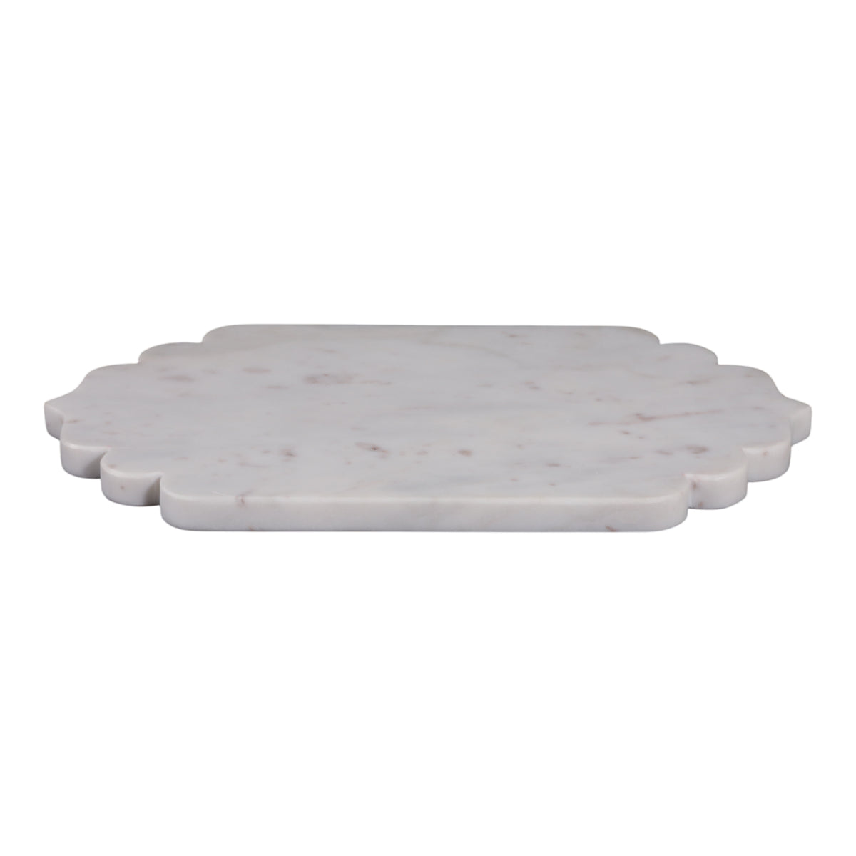 Nipinnawasee White/Tan Scallop Edge Oval Marble Tray