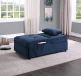 Garrell Blue Velvet Lift Top Storage Bench with Pull-out Bed - Ornate Home