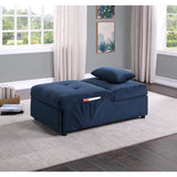 Garrell Blue Velvet Lift Top Storage Bench with Pull-out Bed