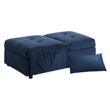 Garrell Blue Velvet Lift Top Storage Bench with Pull-out Bed - Ornate Home