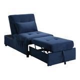 Garrell Blue Velvet Lift Top Storage Bench with Pull-out Bed - Ornate Home