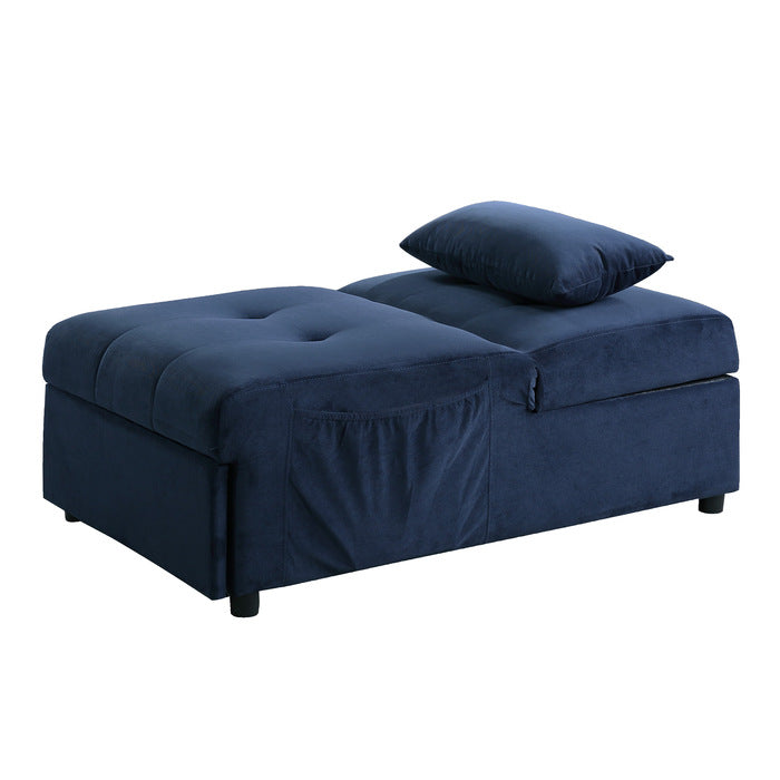 Garrell Blue Velvet Lift Top Storage Bench with Pull-out Bed - Ornate Home