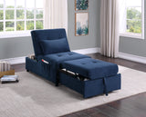 Garrell Blue Velvet Lift Top Storage Bench with Pull-out Bed - Ornate Home