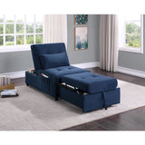 Garrell Blue Velvet Lift Top Storage Bench with Pull-out Bed