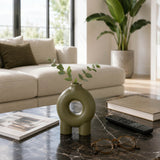 The Oaks Olive Ceramic Donut Footed Vase