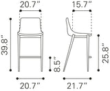 Magnus Dark Gray & Black Counter Stool (Set of 2)