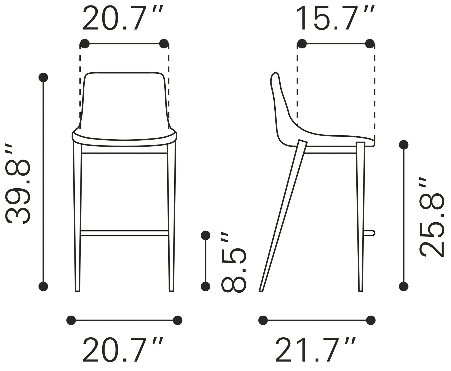 Magnus Dark Gray & Black Counter Stool (Set of 2)