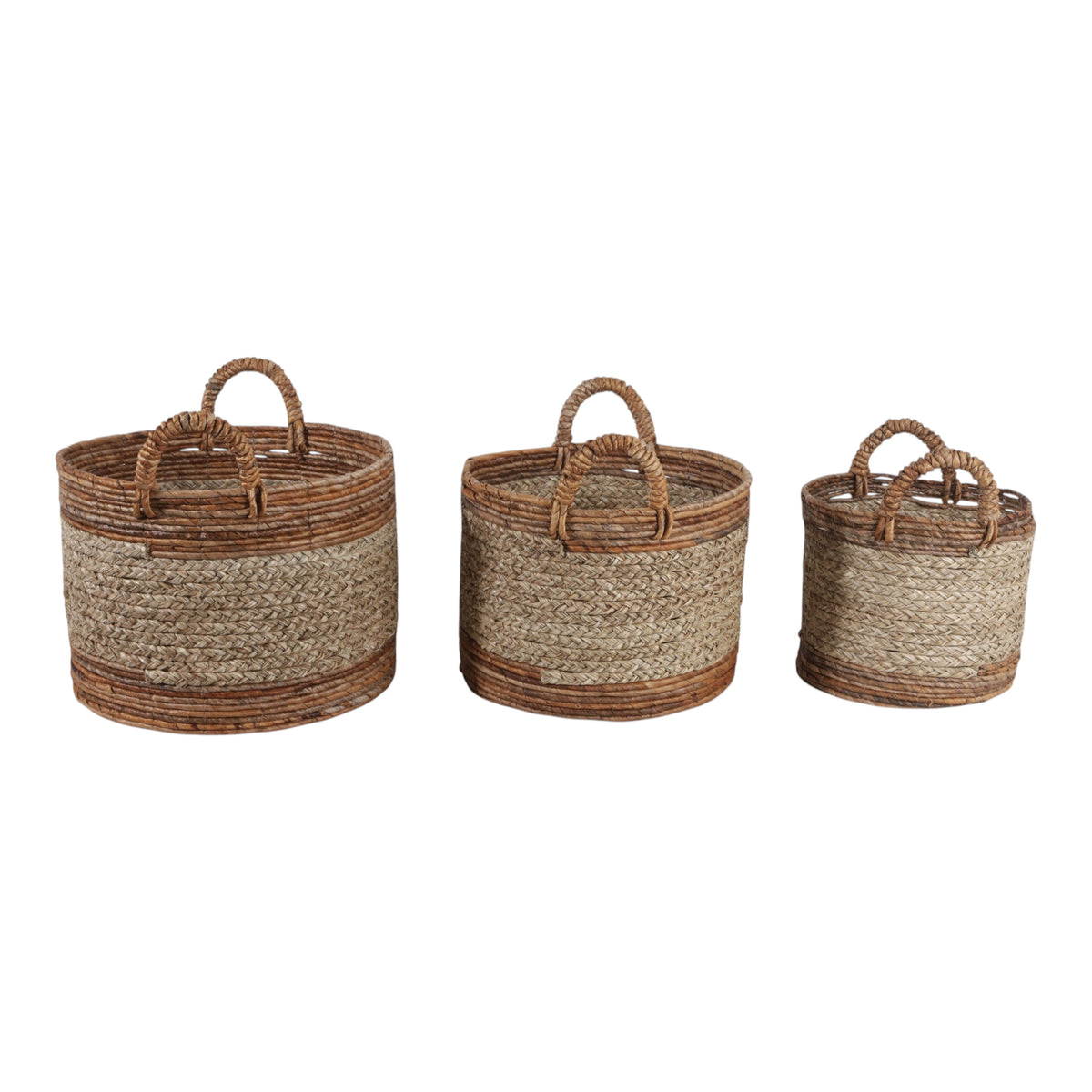 Valona Natural Banana Leaf and Seagrass Baskets (Set of 3)