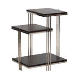 Coleman Brown Metal and Wood Three Tier Side Table