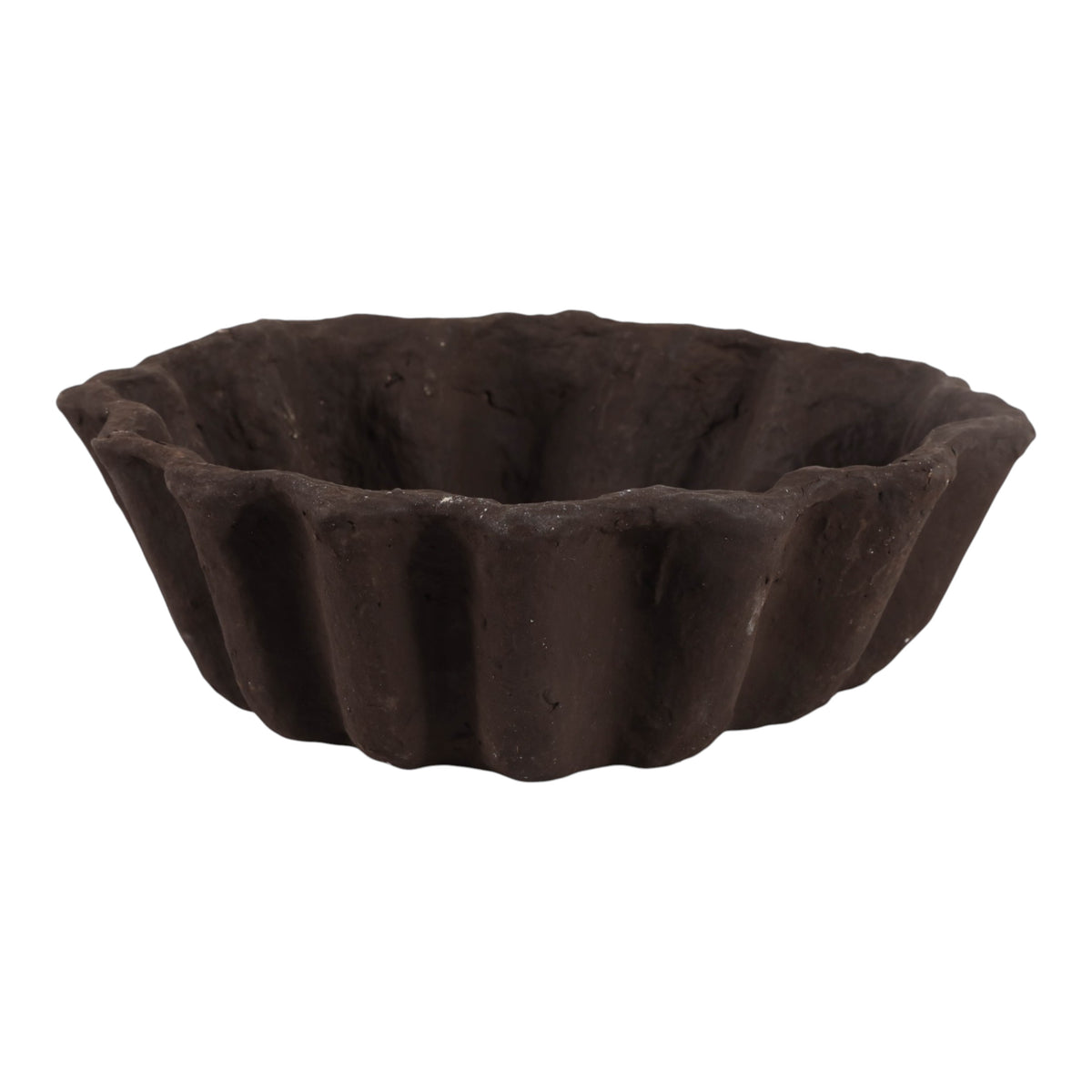 Ragtown Brown Fluted Paper Mache Bowl
