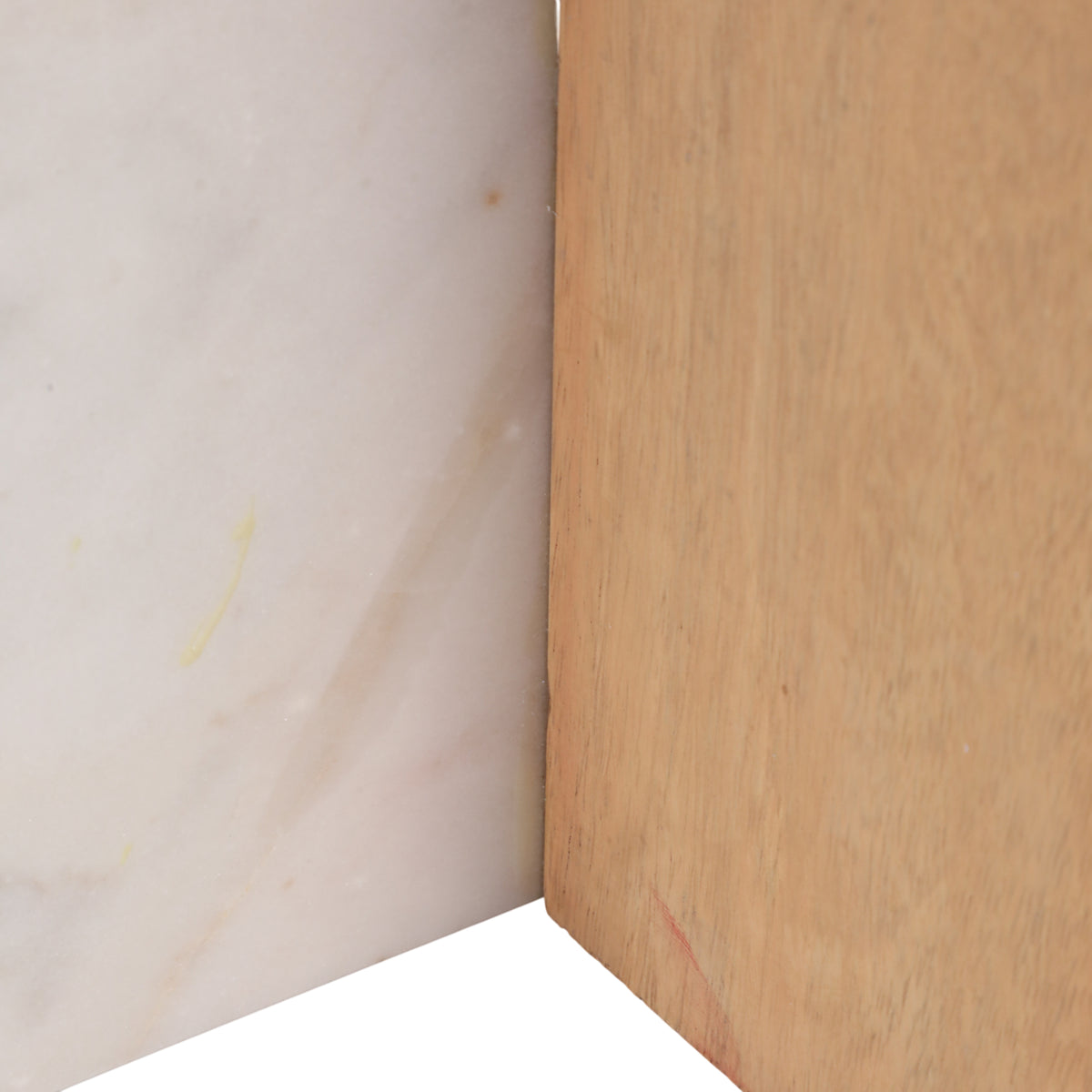 Plumas White/Natural Wood and Marble Combo Accent Table