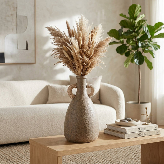 Igerna Taupe/Brown Small Aldo Woven Handle Vase