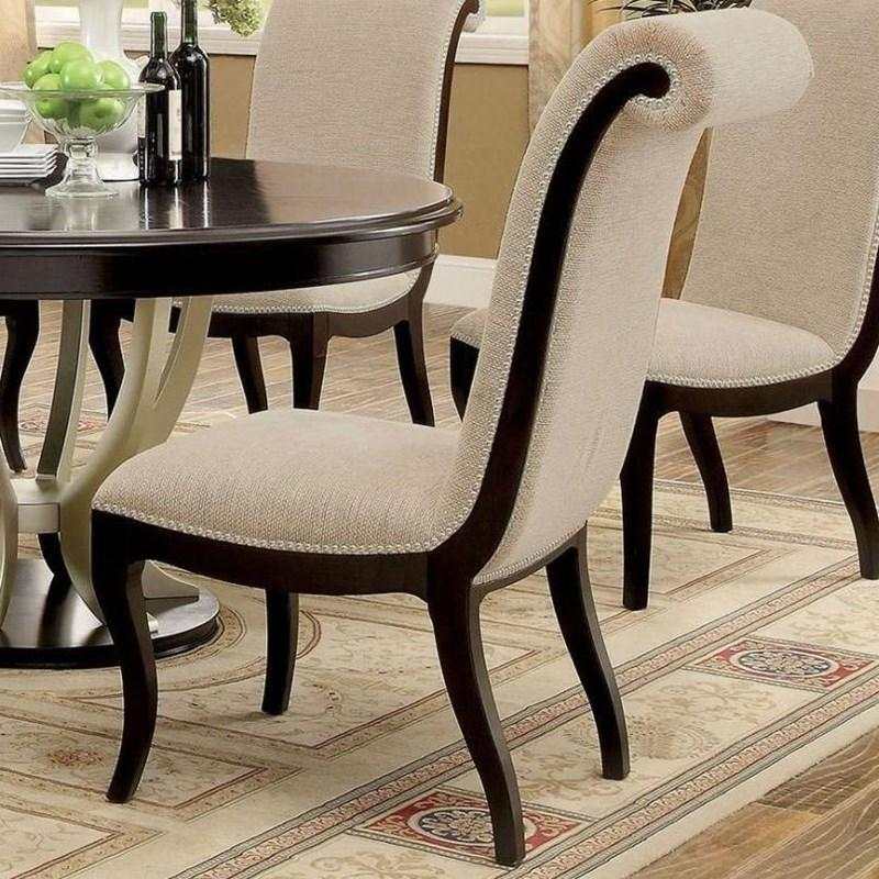 Ornette Espresso & Beige Side Chair (Set of 2) - Ornate Home