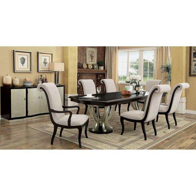 Ornette Espresso & Beige Side Chair (Set of 2) - Ornate Home