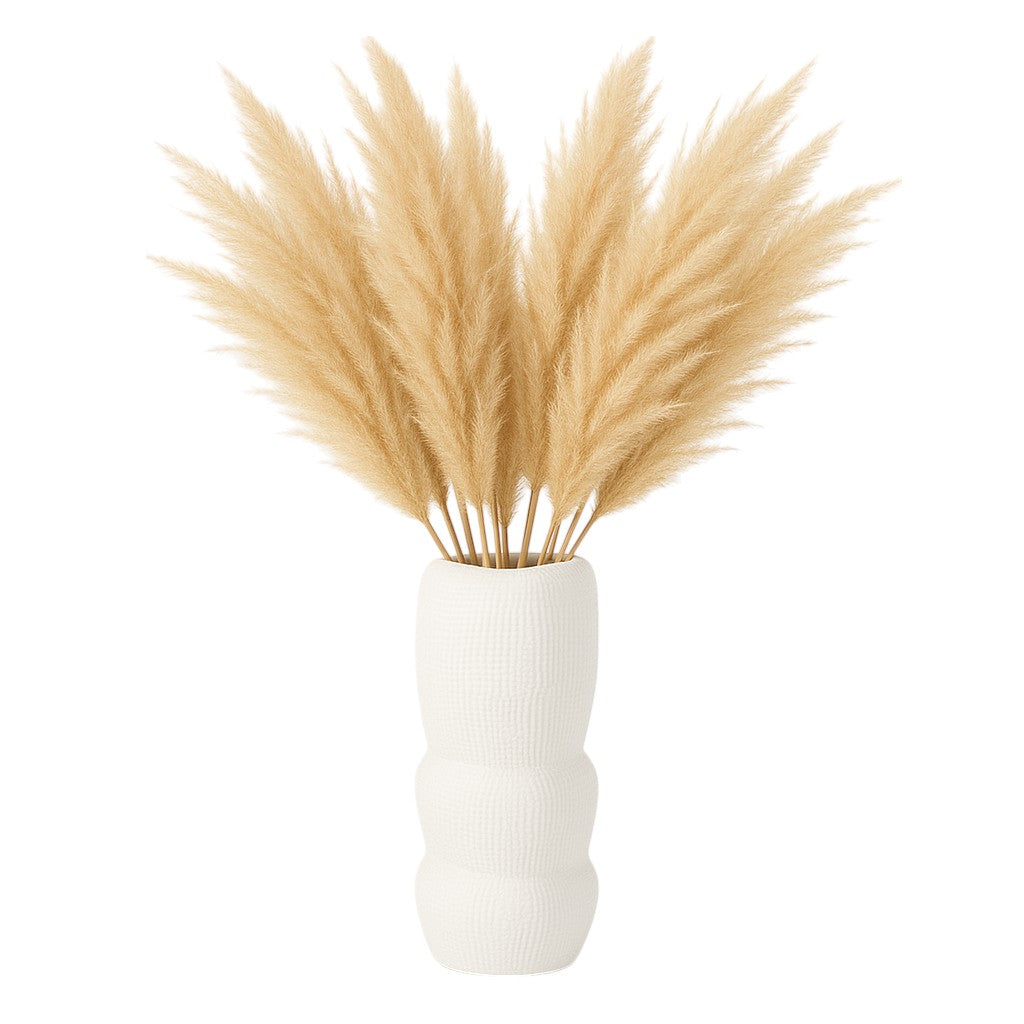 Dinuba White Ceramic Waffle Texture Organic Vase