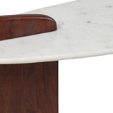 Crestmore White Marble and Wood Modern Coffee Table