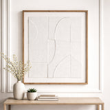 Big Pines White/Brown Paper Mache Wall Art with Wooden Frame and Glass