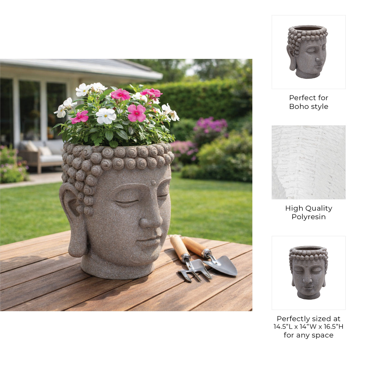 Port Costa Gray Buddha Head Planter